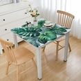 thumbnail image 1 of Awypu Tropical Watercolor Artistic Modern Green Palm Leaf Summer White Square Tablecloth Waterproof Resistant Fabric 100% Polyester Fiber 36*36, 1 of 8