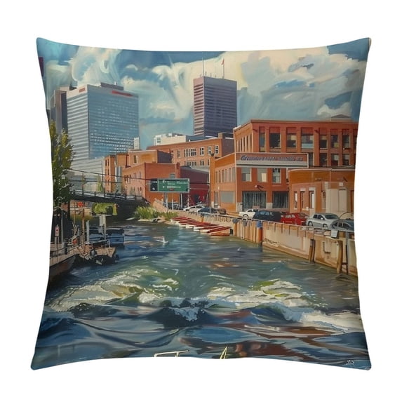 TIAOTIAOHOU USA Colorado Throw Pillow Cover City in Pillow Cover Case Travel Lovers Gift Cityscape Pillows Nursery Decor Modern Linen Pillow Cover for Sofa