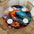 thumbnail image 1 of Awypu Watercolor Bird Hummingbird Round Fitted Tablecloth with Elastic Edge Fitted Table Cloth for Round Table Circular Table Cover Waterproof Wipeable Round Elastic Table Cloth White, 1 of 7
