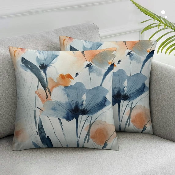 Awypu Watercolor Flower Throw Pillow Cover Set of 2 Ginkgo Leaf Pillowcase Vintage Leaves Pillow Protector Retro Funky Cushion Covers for Home Bed Outdoor White