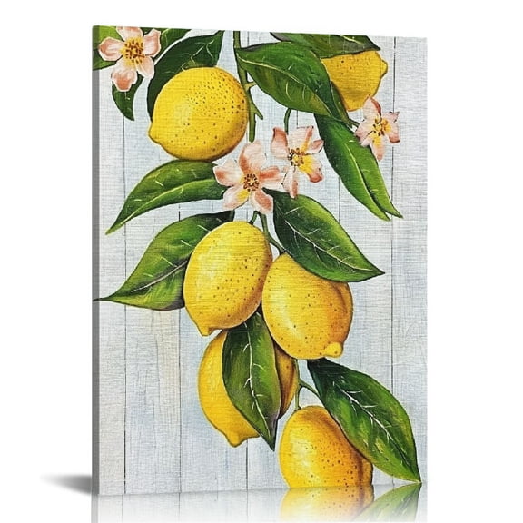 Awypu Watercolor Lemon Print Lemon Decor Canvas Wall Art lemon Kitchen Decor And Accessories Summer Wall Decor Poster Painting for Home Farmhouse Living Room Bedroom Bathroom Dining Room Decoration