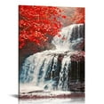 thumbnail image 1 of Awypu  Waterfall - Wall Art Painting Black White Red Landscape Canvas Wall Art,Red Trees Forest Picture Prints for Home-office - canvas art wall art for living room, 1 of 5