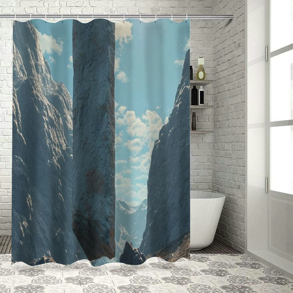 Awypu Waterproof Bathroom Shower Curtain Set with Hooks - Grey Monolith ...