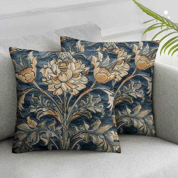 Awypu William Morris Pimpernel Decorative Throw Pillow Covers Set of 2 Soft Pillowcases Home Decor Living Room Cushion Case for Bed Couch Car White