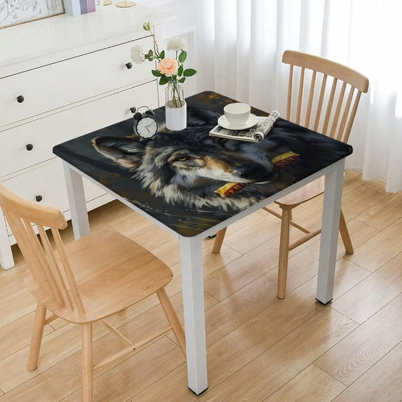 Awypu Wolf Shaped Table Cover for Picnic Dining Kitchen Farmhouse 100% Polyester Fiber 46*46