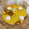 thumbnail image 1 of Awypu  Yellow Bees Honeycombs Round Tablecloth with Elastic Edged Fitted Table Cloths Cover Mat Washable Polyester Spill Proof Table Covers for Indoor outdoor Dinning Patio Table  White, 1 of 7