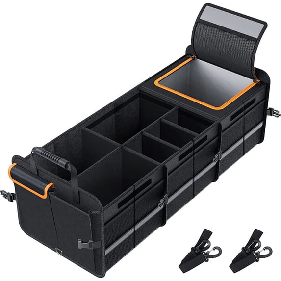 Ax Gear Black Trunk Storage Box Cargo Automotive Organizer with built-in cooler bag and dividers