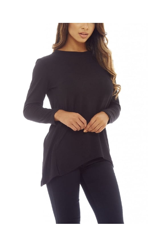 Womens Split Back Lace Knitted Top Black 8