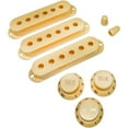 thumbnail image 1 of AxLabs Pickup Covers, Knobs, & Switch Tips Set for Strat-Style Guitars - Aged White / Cream, Modern (52mm / 50mm / 48mm) Gold Font, 1 of 2