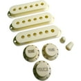 thumbnail image 1 of AxLabs Pickup Covers, Knobs, & Switch Tips Set for Strat-Style Guitars - Vintage White, Modern (52mm / 50mm / 48mm) Gold Font, 1 of 2