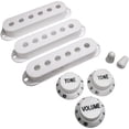 thumbnail image 1 of AxLabs Pickup Covers, Knobs, & Switch Tips Set for Strat-Style Guitars - White, Modern (52mm / 50mm / 48mm) Black Font, 1 of 2