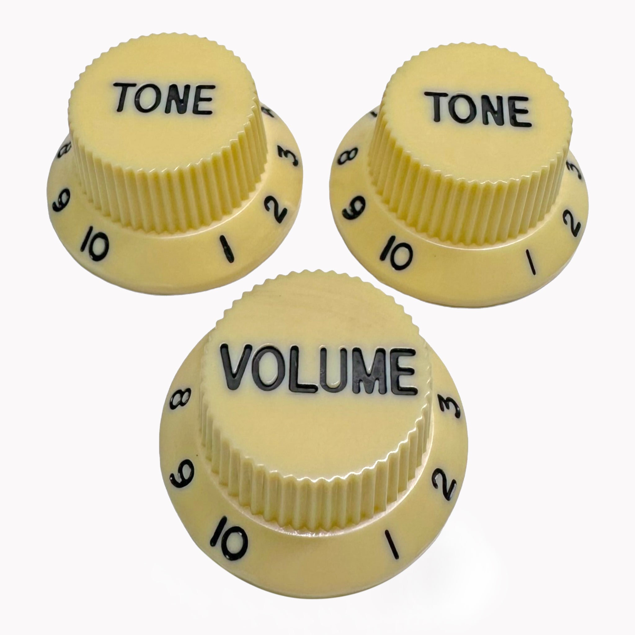 Kit Manopole AxLabs Stile Stratocaster (3 Pezzi) - Nere Con Caratteri Oro