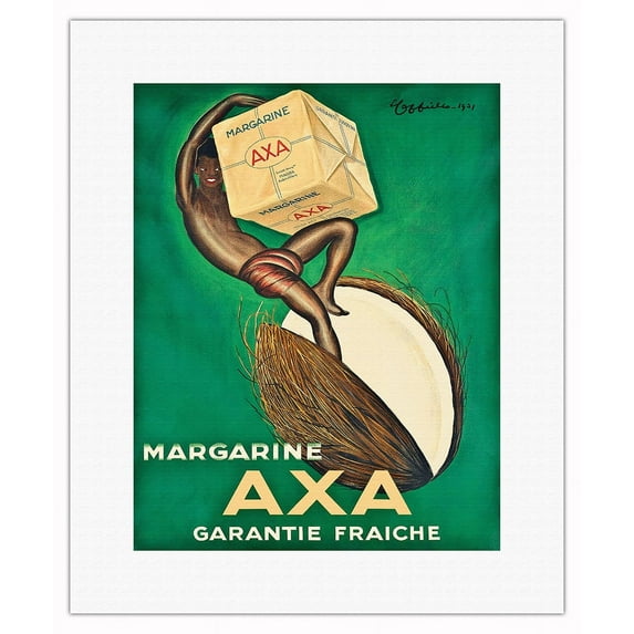 Axa Margarine - Freshness Guarantee (Garantie Fraîche) - Vintage French Advertising Poster by Leonetto Cappiello c.1931 - Fine Art Rolled Canvas Print 11in x 14in