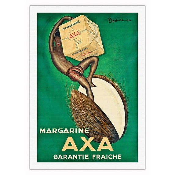Axa Margarine - Freshness Guarantee (Garantie Fraîche) - Vintage French Advertising Poster by Leonetto Cappiello c.1931 - Fine Art Rolled Canvas Print 27in x 40in