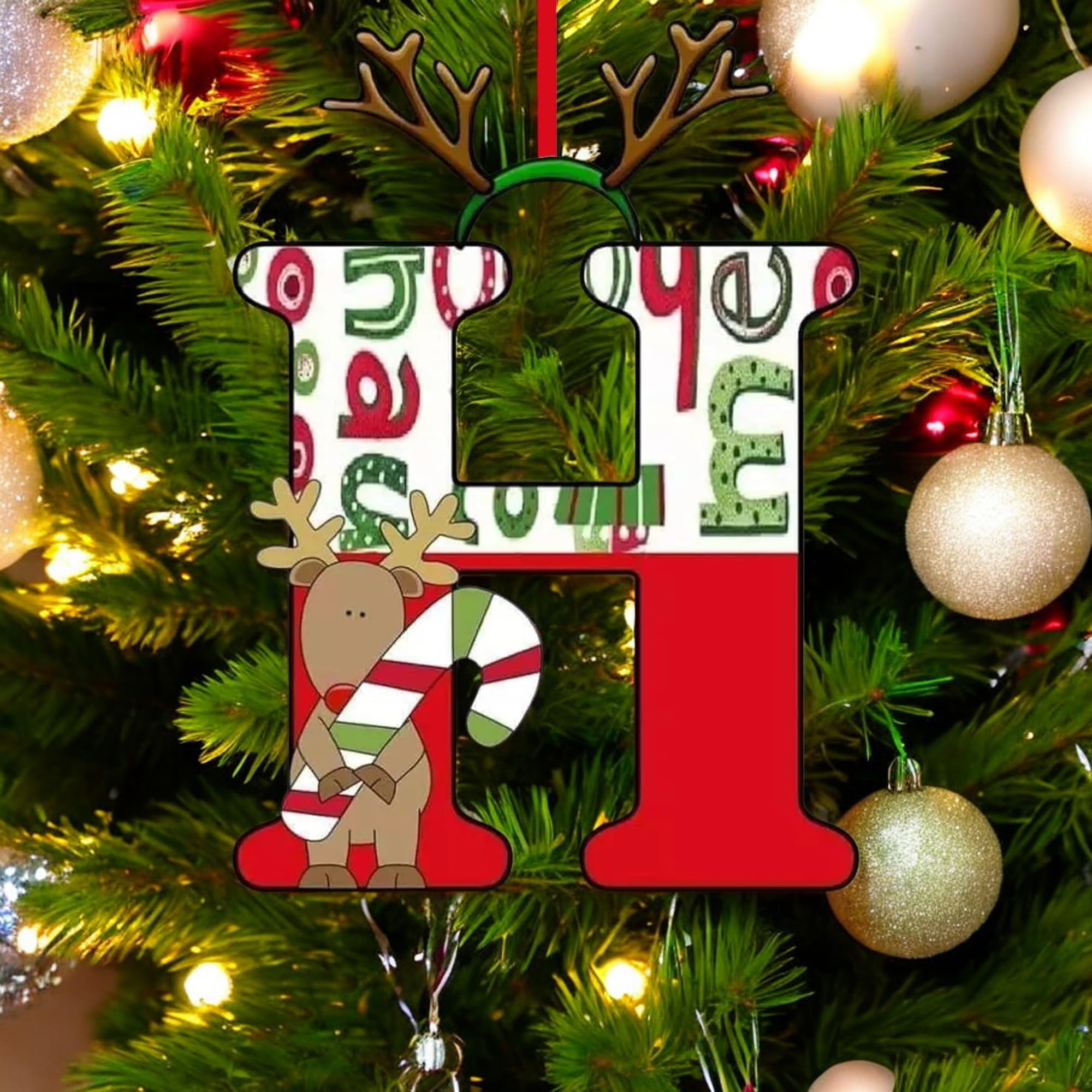 Axahuhavn Letter Pendant Vibrant OIF8 Christmas Pendant with English