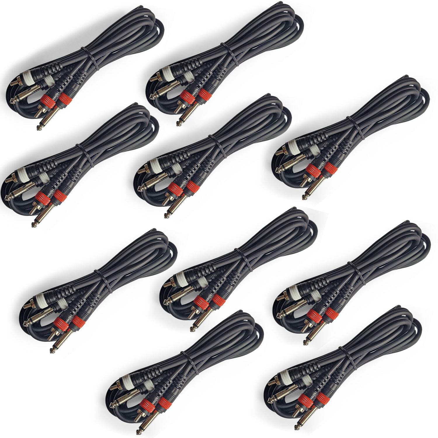 10 Adaptadores De Audio 6.35 Mm A RCA - Conector TS Macho A RCA Hembra, Chapado En Oro, Para Equipos De Sonido