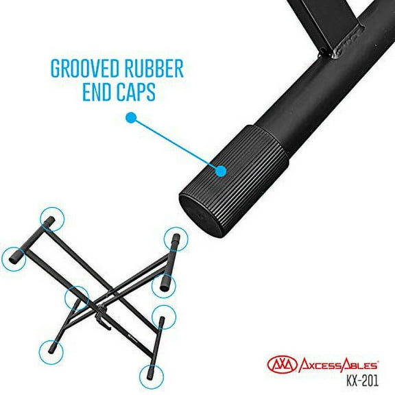 AxcessAbles KX-201 Double X Keyboard / DJ / Electric Piano Stand with 132lb Capacity. No Assembly Required.
