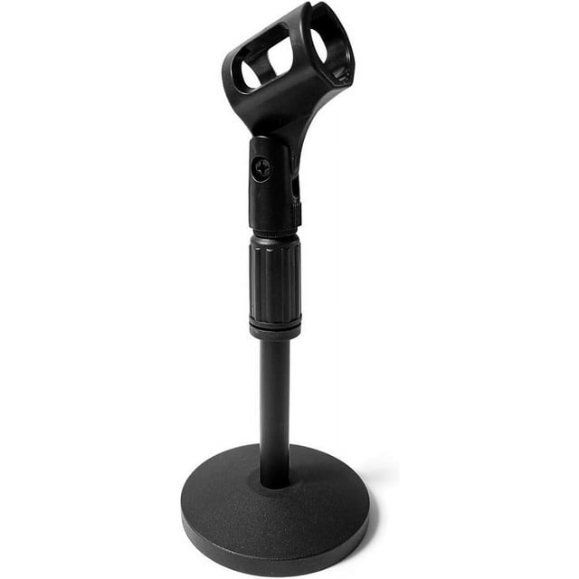 AxcessAbles Mini Microphone Desk Stand Round Base with Mic Clip Table