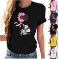 thumbnail image 1 of Axdhxbd Breast Cancer Awareness Shirts for Women Soft Comfy Short Sleeve Crew Neck Shirt Fashion Floral Pink Ribbon Graphic Tees Pink XL, 1 of 4