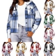 thumbnail image 1 of Axdhxbd Flannel Shacket for Women Cropped Plaid Shirt Jacket Fall Fashion Button Down Coat Dressy Casual Flannels Outerwear Tops Pink S, 1 of 5