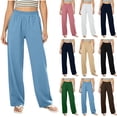 thumbnail image 1 of Axdhxbd High Waisted Sweatpants for Women Baggy Elastic Waist Wide Leg Sweat Pants Casual Lounge Gym Athletic Joggers with Pockets Khaki XL, 1 of 9