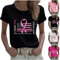 thumbnail image 1 of Axdhxbd Pink Ribbon Graphic Tees for Women Plus Size Breast Cancer Awareness Short Sleeve Shirts Soft Comfy Crew Neck Tshirts Holiday Tops Hot Pink S, 1 of 6