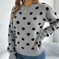thumbnail image 1 of Axdhxbd Sweaters for Women Trendy Polka Dots Crew Neck Knit Pullover Long Sleeve Casual Knitwear Fall Winter Sweater L, 1 of 7