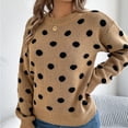 thumbnail image 1 of Axdhxbd Sweaters for Women Trendy Polka Dots Crew Neck Knit Pullover Long Sleeve Casual Knitwear Fall Winter Sweater M, 1 of 7