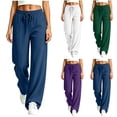 thumbnail image 1 of Axdhxbd Women's Baggy Sweatpants Elastic Waisted Drawstring Wide Leg Sweatpant Loose Casual Solid Color Sweat Pants with Pockets Green 2XL, 1 of 7