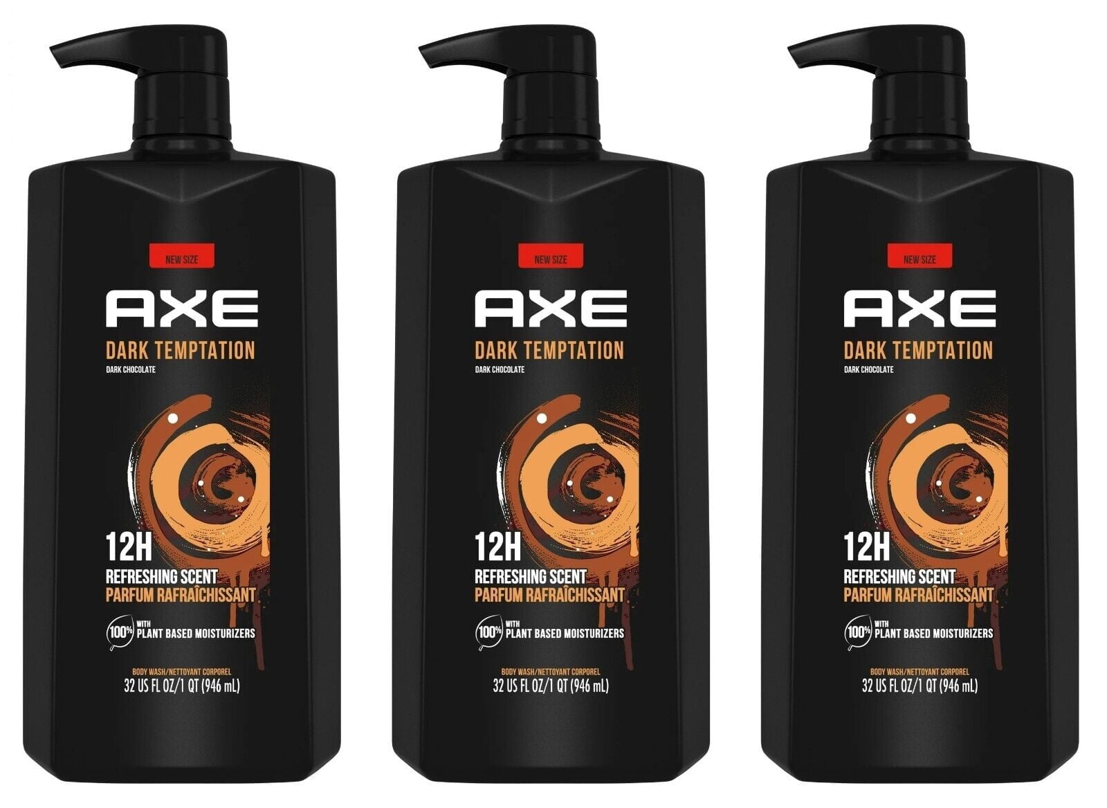 Axe Dark Temptation Body Wash for Men w/Pump Dark Chocolate Scent