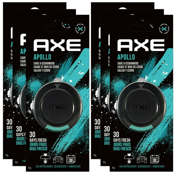 Axe Apollo Hanging 3D Disc Car Air Freshener, Odor Eliminator for Strong Odor Car Air Fresheners Hanging for Your Car, 6 Packs