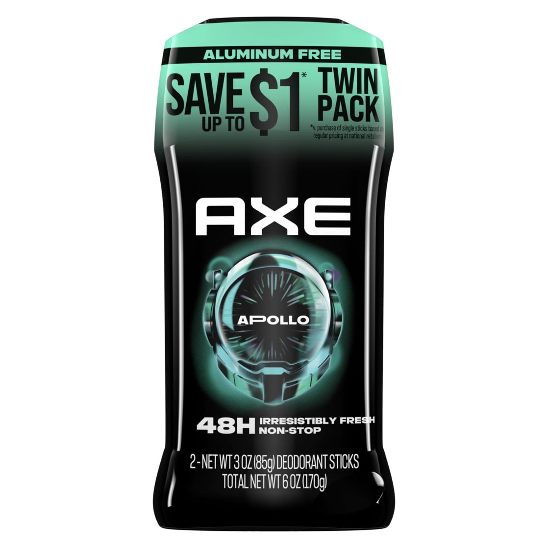 Axe Apollo Long Lasting Men's Deodorant Stick Twin Pack, Sage and Cedarwood, 3 oz