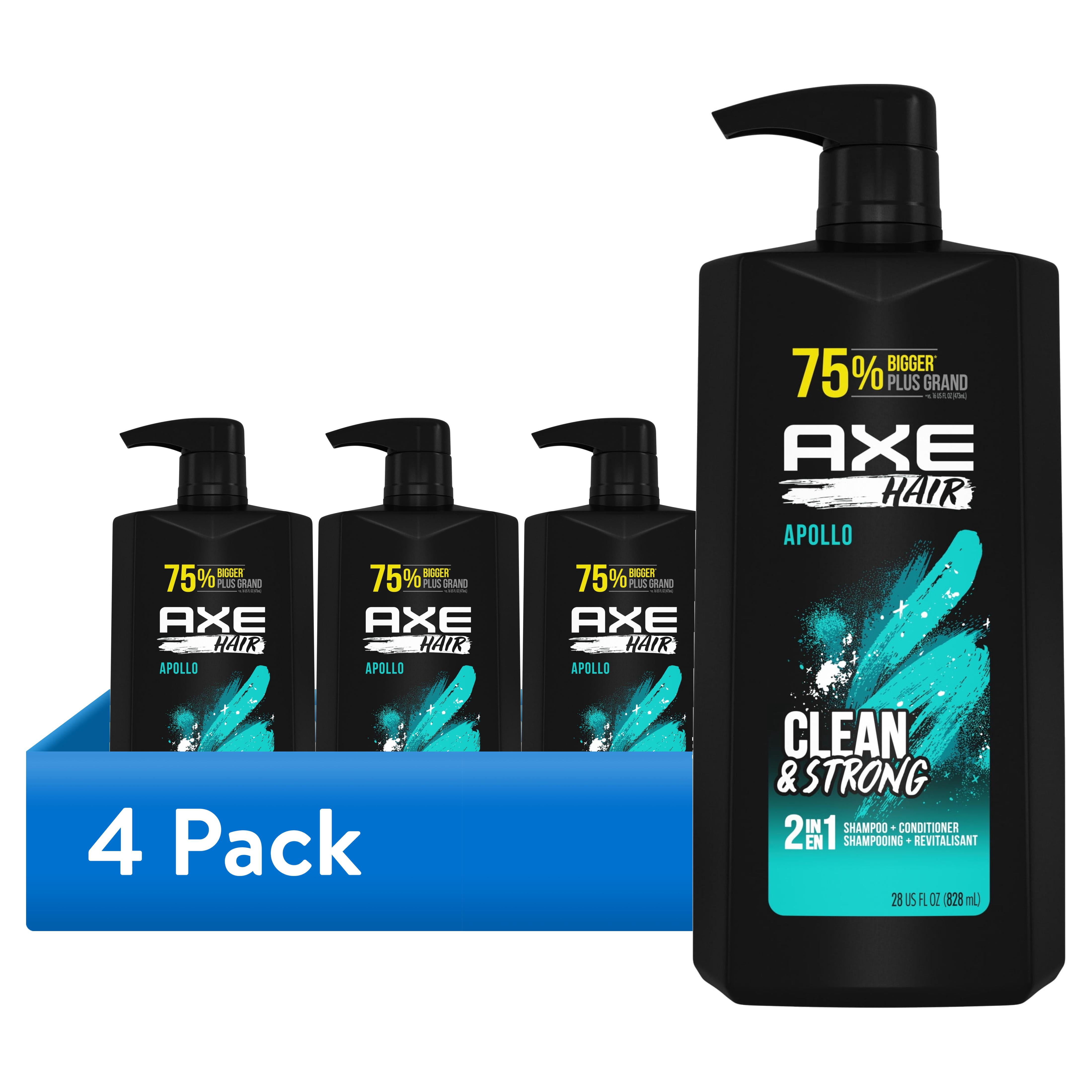 4 pack) Axe Apollo Moisturizing 2-in-1 Shampoo and Conditioner