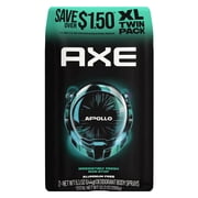 Axe Deodorant Body Spray 48H Odor Protection for Men Apollo Sage & Cedarwood Aluminum Free Body Spray Deodorant, 5.1 oz Twin Pack