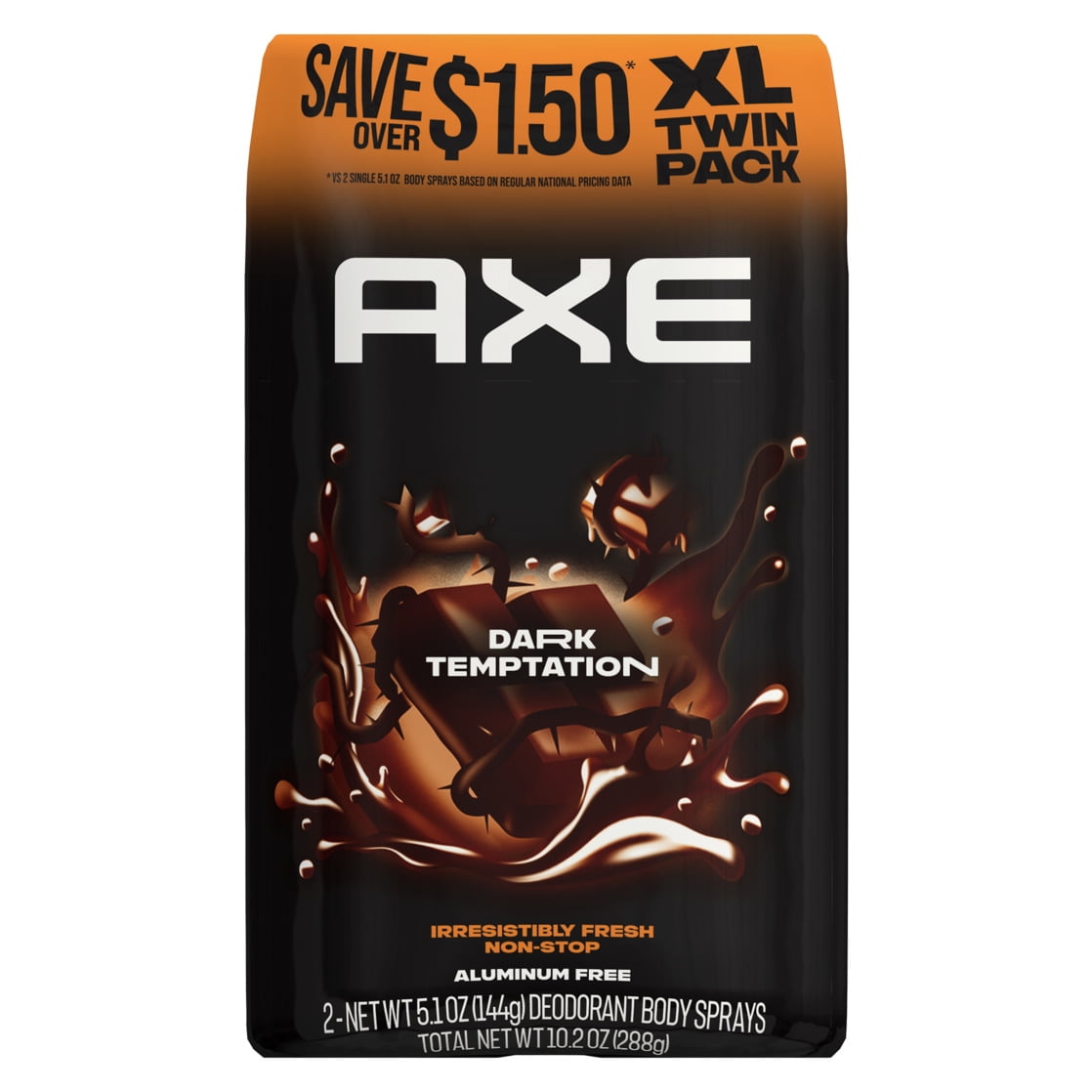Axe Body Spray for Men Deodorant Dark Temptation, 5.1 oz Twin Pack