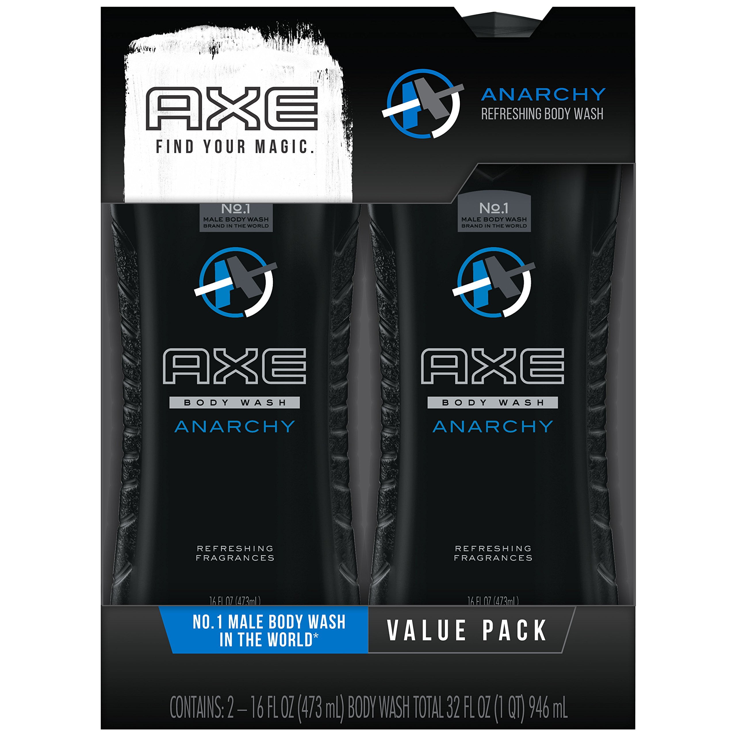 Axe Body Wash For Men, Anarchy, 16 Fl Oz (Pack Of 2)