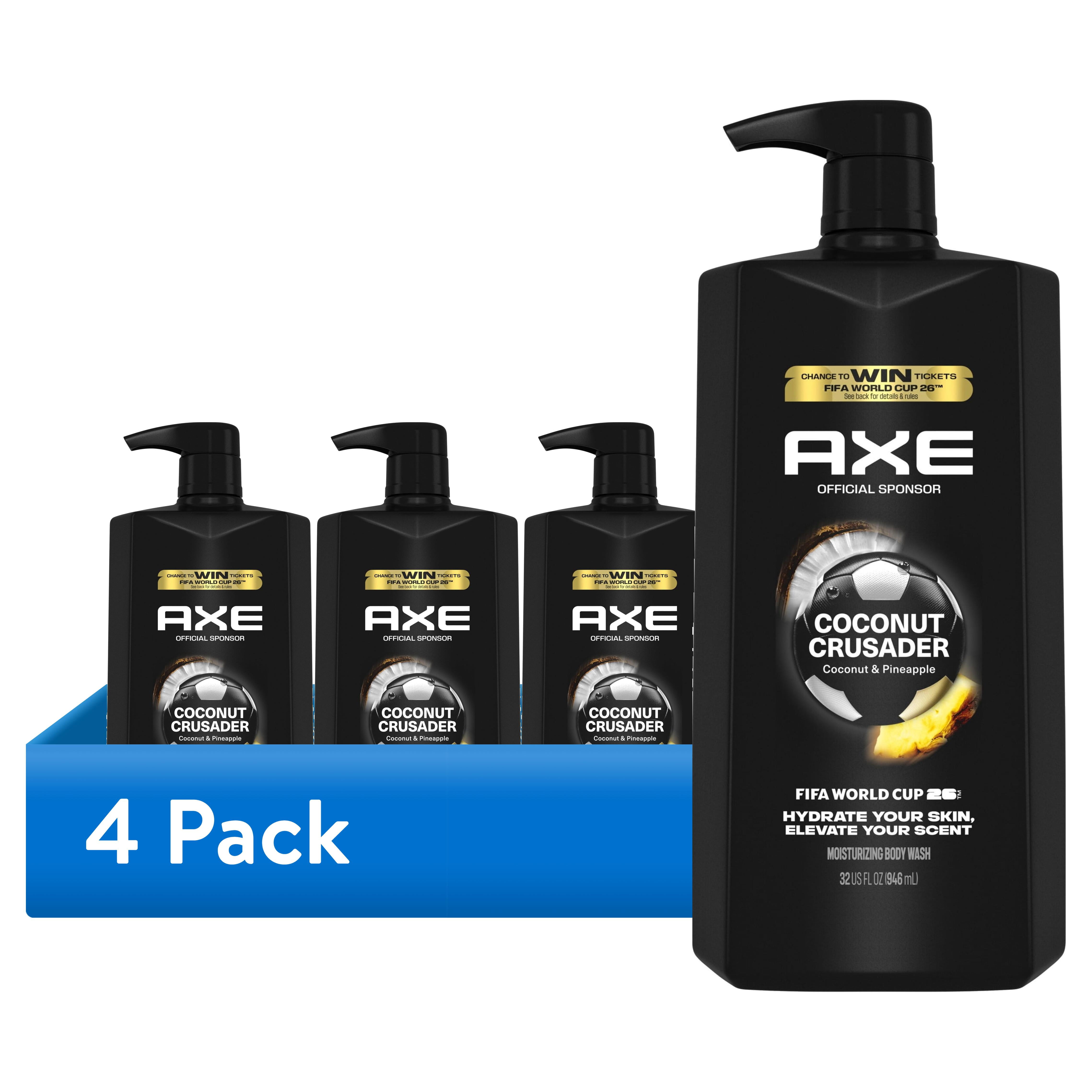 4 pack) Axe Body Wash Moisturizing Coconut Crusader Paraben-Free