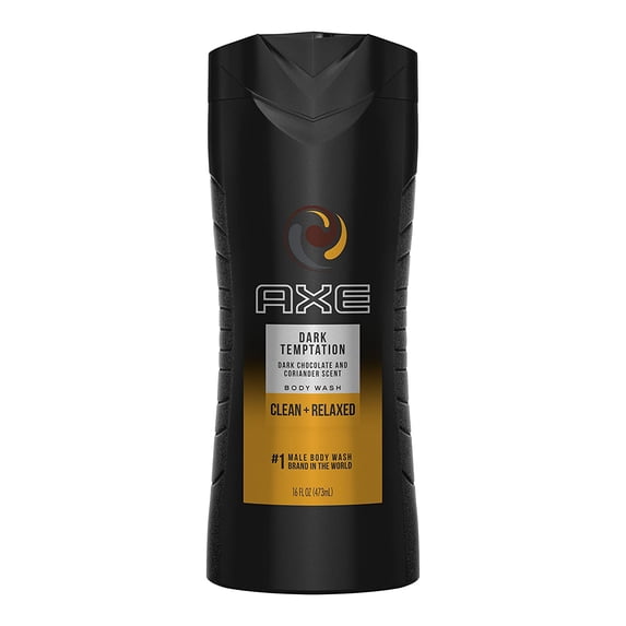 Axe Dark Temptation invigorating body wash for men, black, 16 oz. with chocolate and peppercorn scent