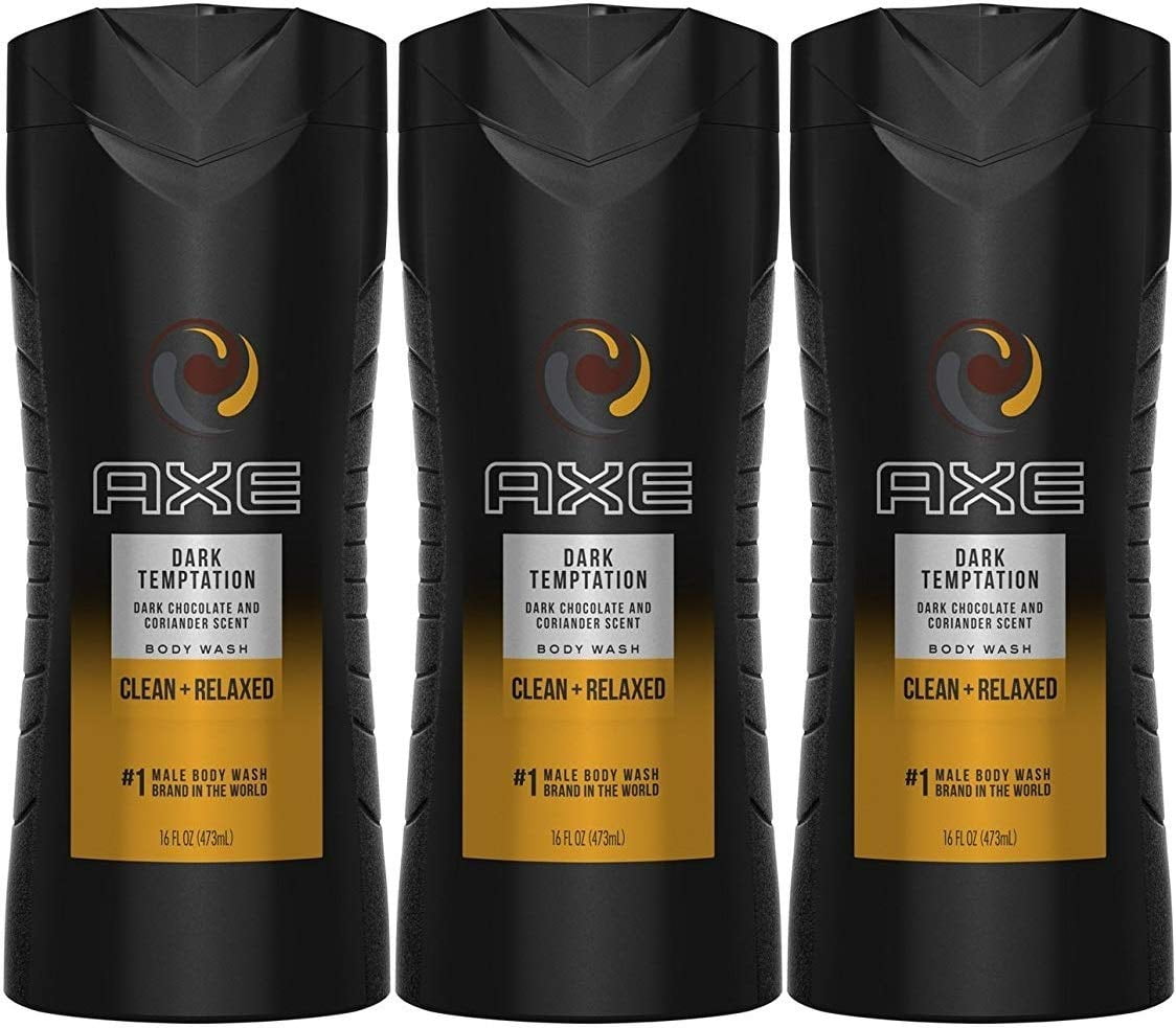 Axe Body Wash for Men, Dark Temptation, All Skin Type, 16 oz. (Set of 3)