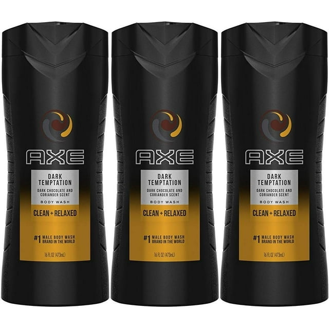 Axe Body Wash for Men, Dark Temptation, All Skin Type, 16 oz. (Set of 3