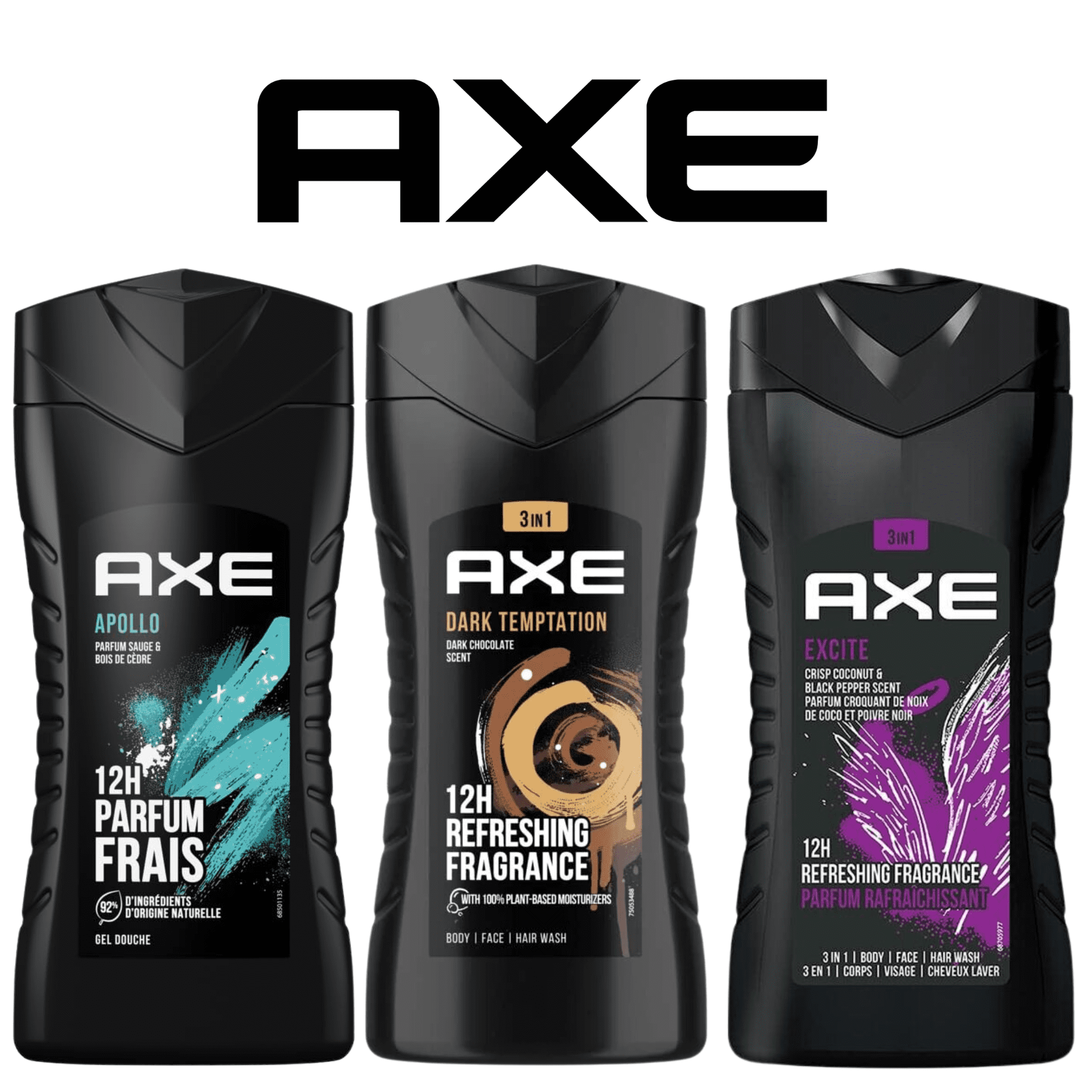 Axe Body Washes & Shower Gels Deal 3 in 1 [Body, Face & Hair Wash
