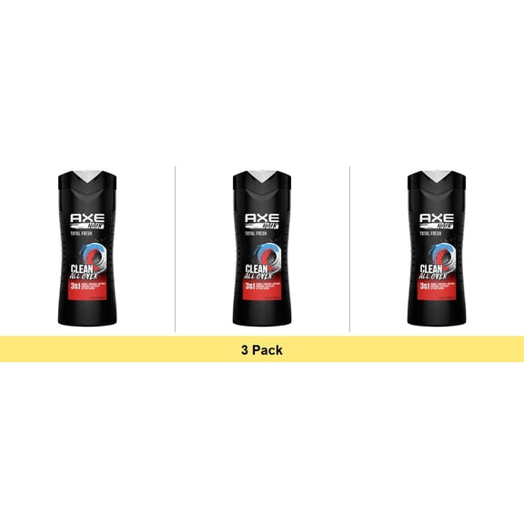 Axe Clean All Over Total Fresh 3-in-1 Body Wash Shampoo & Conditioner, 16 fl oz - 3 Pack