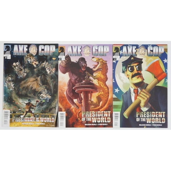 Axe Cop: President of the World #1-3 VF/NM complete series ; Dark Horse