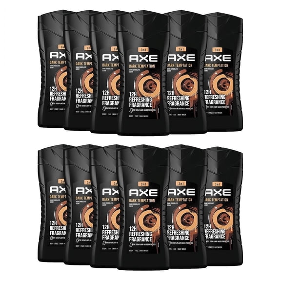 Axe Dark Temptation Body Wash for Men Dark Chocolate Scent, 12H 8.4 oz-12 Pack
