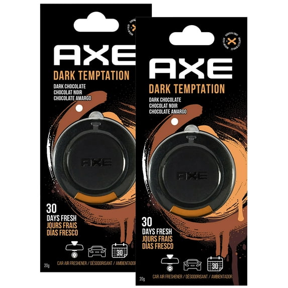 Axe Dark Temptation Hanging 3D Disc Car Air Freshener, Odor Eliminator for Strong Odor Car Air Fresheners Hanging for Your Car, 2 Packs