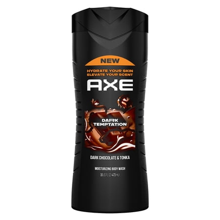 AXE Body Wash 12h Refreshing Scent Dark Temptation Dark Chocolate Men's Body Wash With 100% Plant-Based Moisturizers ,16 fl oz