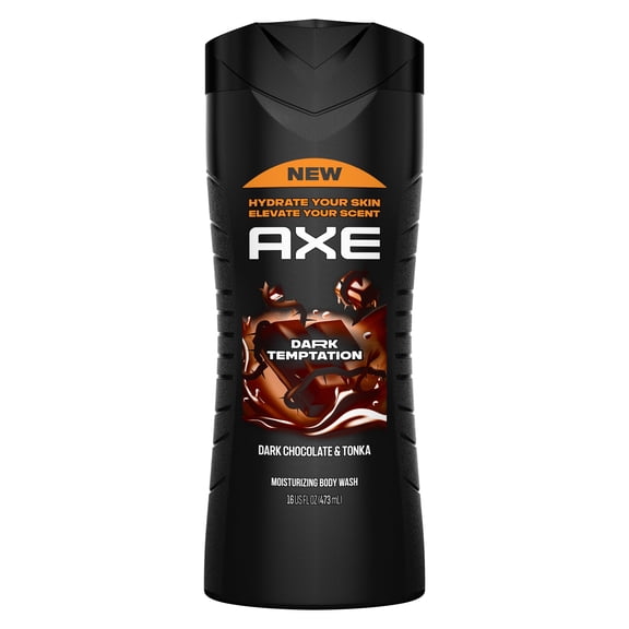 AXE Body Wash 12h Refreshing Scent Dark Temptation Dark Chocolate Men's Body Wash With 100% Plant-Based Moisturizers ,16 fl oz
