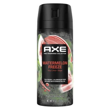 Axe Deodorant Body Spray for Men Fine Fragrance Watermelon Freeze Aluminum Free, 4 oz