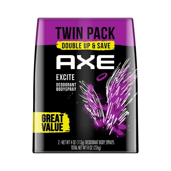 Axe Excite Body Spray for Men, 4.0 Oz, (2 Pack)