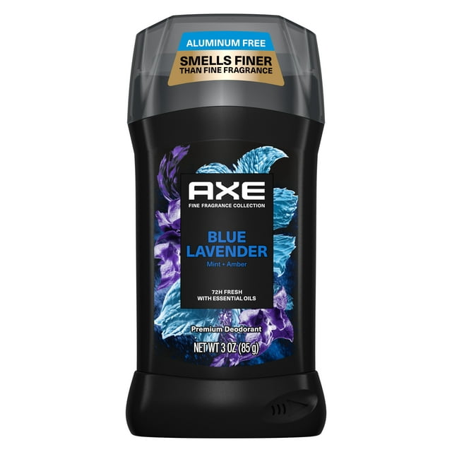 Axe Fine Fragrance Men's Deodorant Stick Blue Lavender Mint Amber Essential Oils Aluminum Free, 3 oz